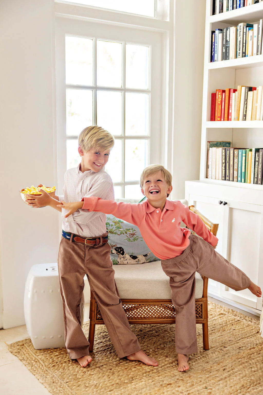 Prep School Pants - Gray Bay Brown Cord - Born Childrens Boutique