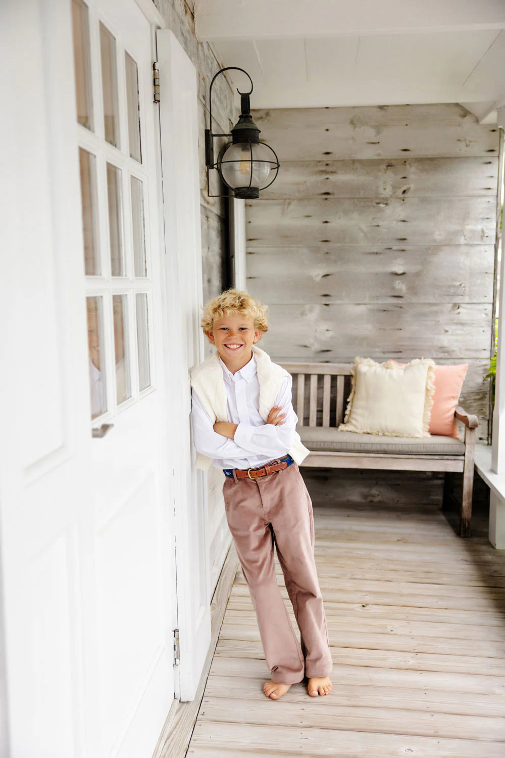 Prep School Pants - Gray Bay Brown Cord - Born Childrens Boutique