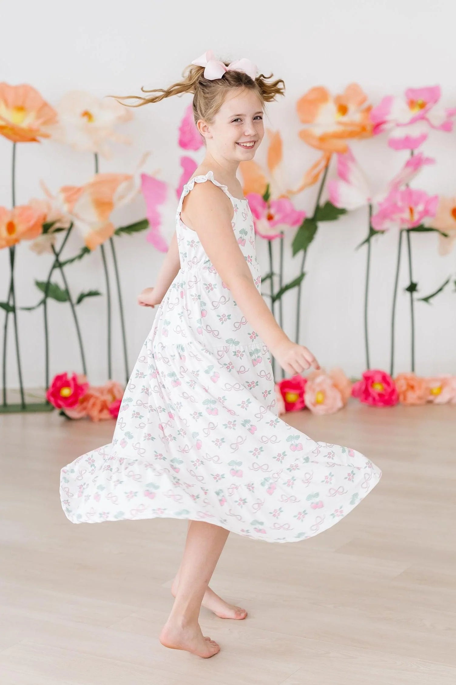 Berries & Bows Ruffle Maxi Dress - Born Childrens Boutique