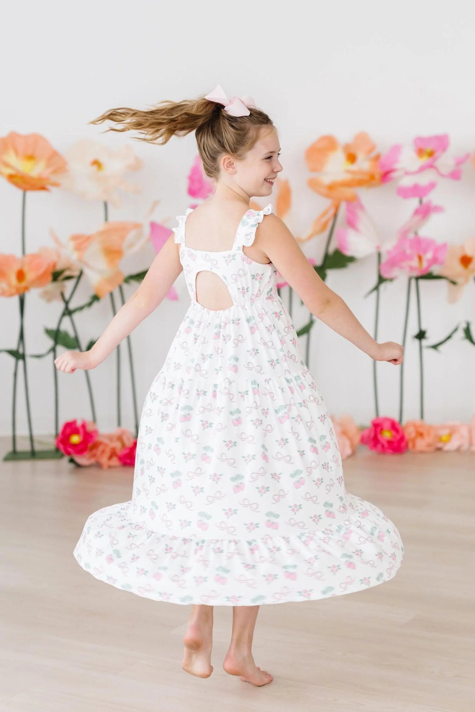 Berries & Bows Ruffle Maxi Dress - Born Childrens Boutique