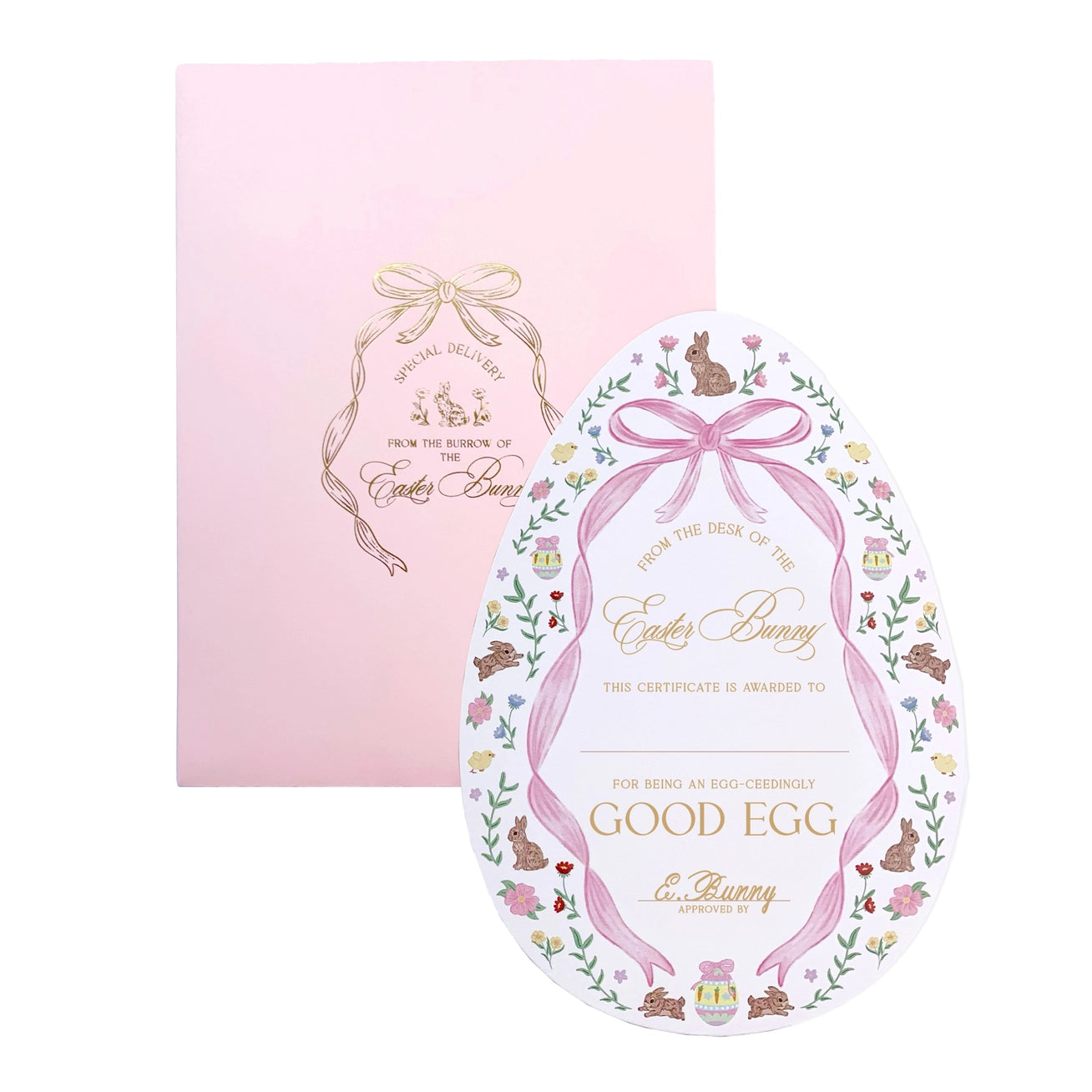 Easter Bunny Good Egg Certificate and Envelope Pink - Born Childrens Boutique