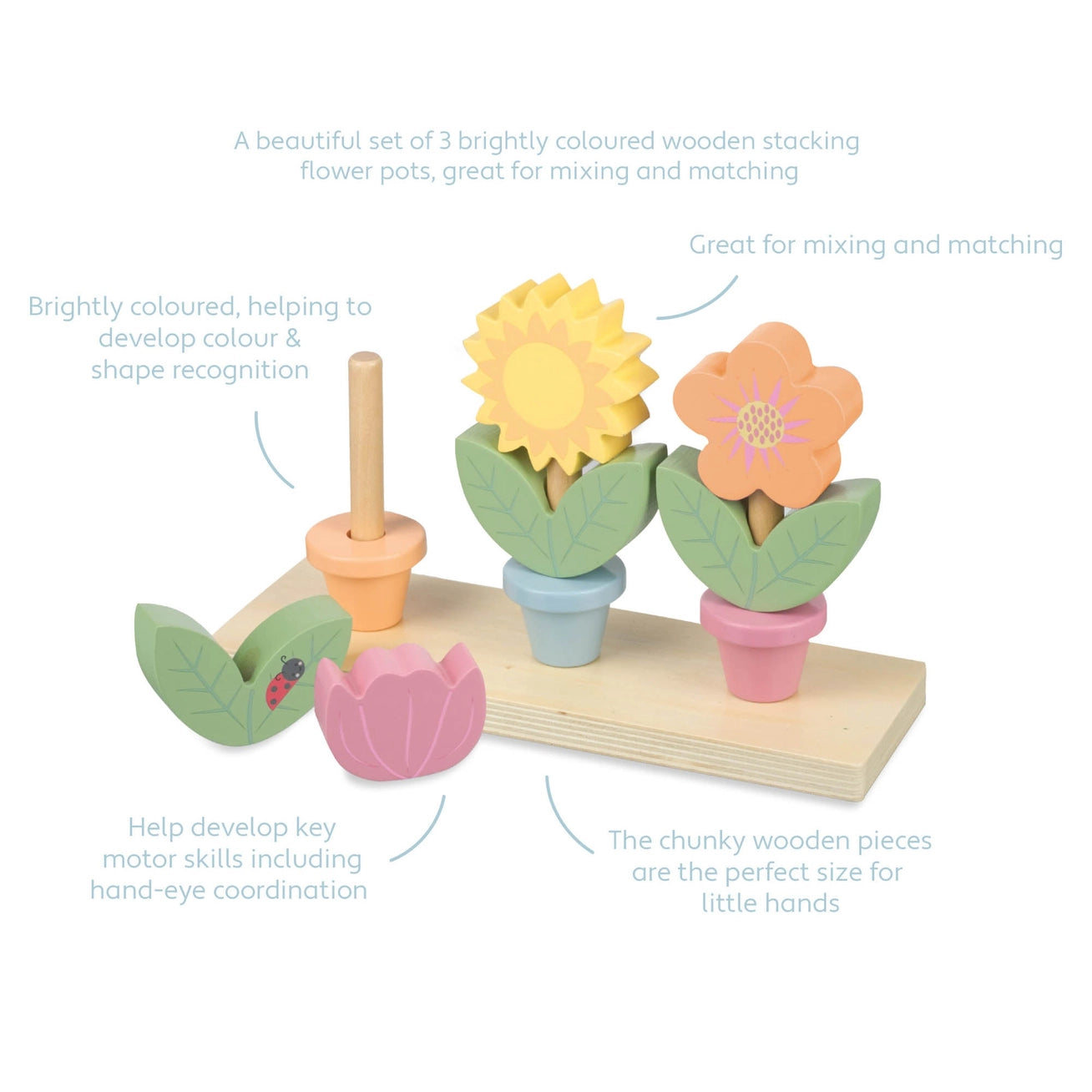 Stacking Wooden Flower Pots - Born Childrens Boutique