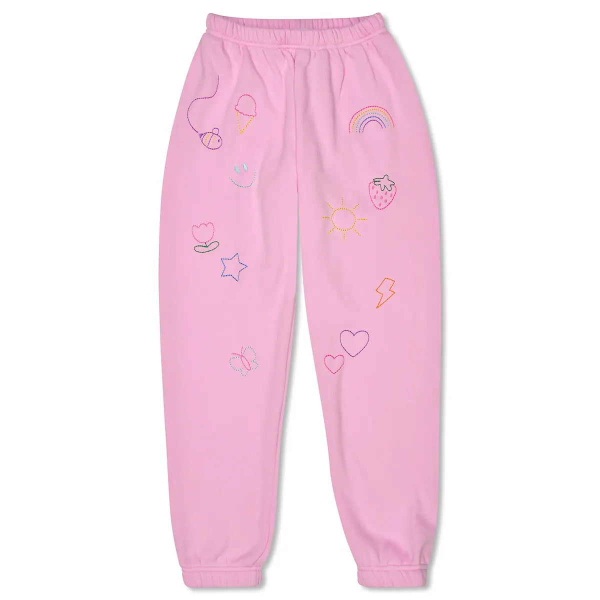 Doodle Check Rose Sweatpants - Born Childrens Boutique