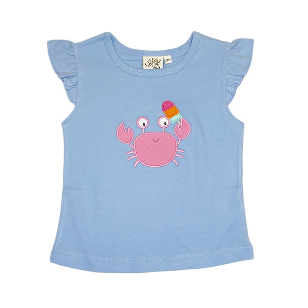 ITS229 Girl Flut Shirt Crab with Popsicle - Born Childrens Boutique