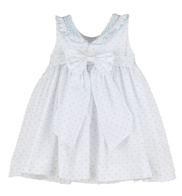 Blue Swiss Dot Bicolor Dress - Born Childrens Boutique