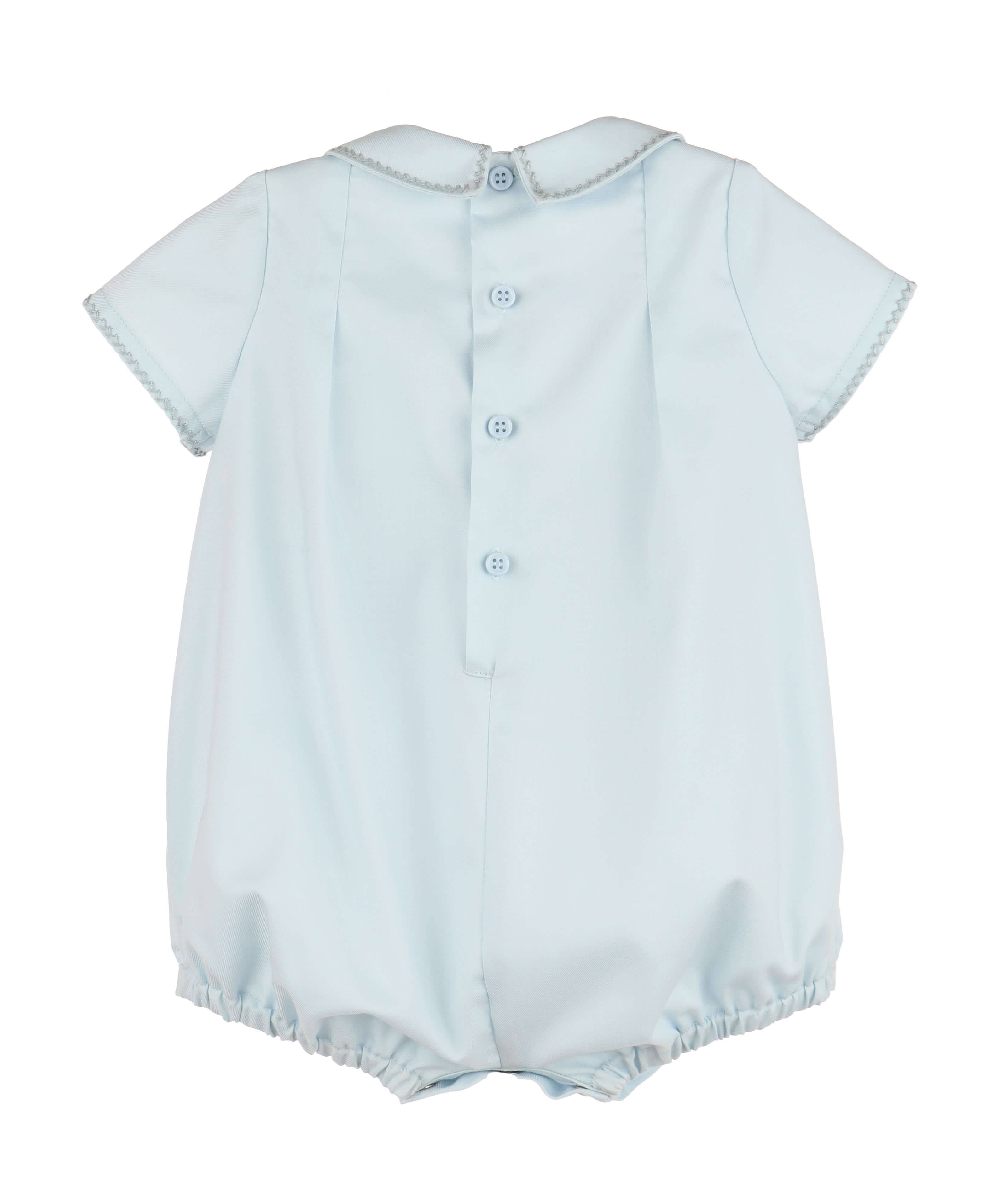 Stitches Bib Boy Bubble, Blue - Born Childrens Boutique