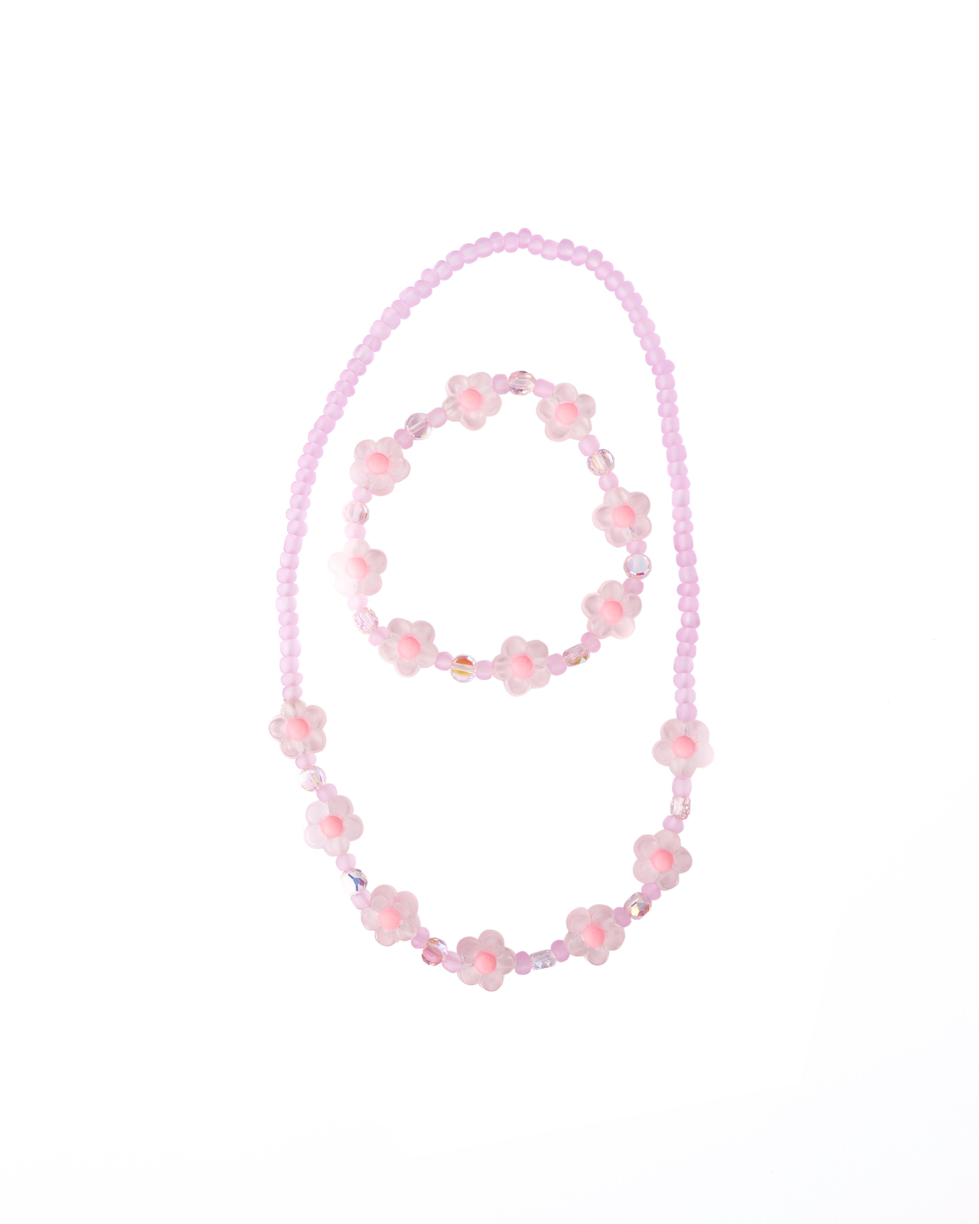Pink Crystal Blooms Necklace & Bracelet Set 2pc - Born Childrens Boutique