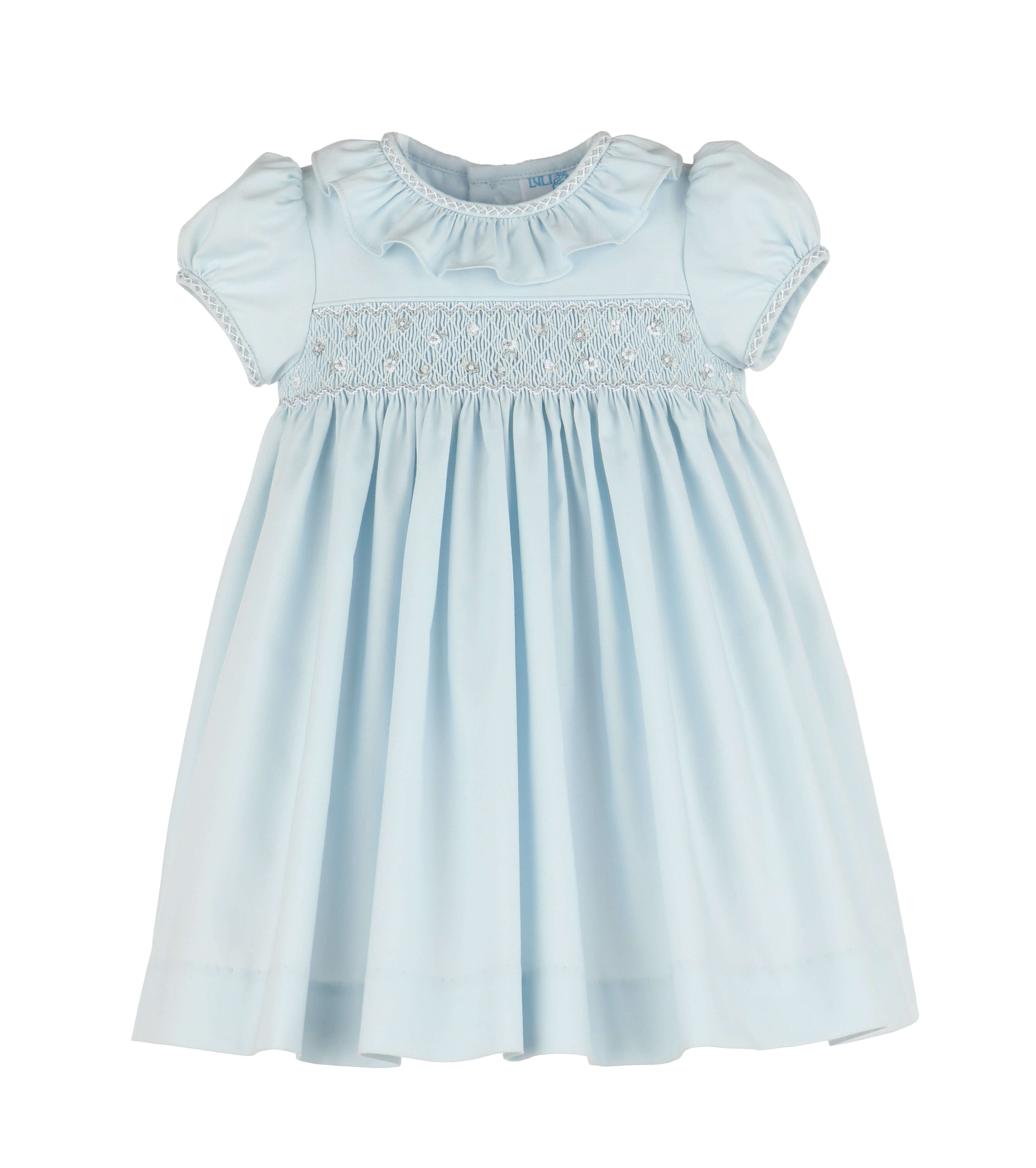 Silverstone Flower Smocked Dress, Blue - Born Childrens Boutique