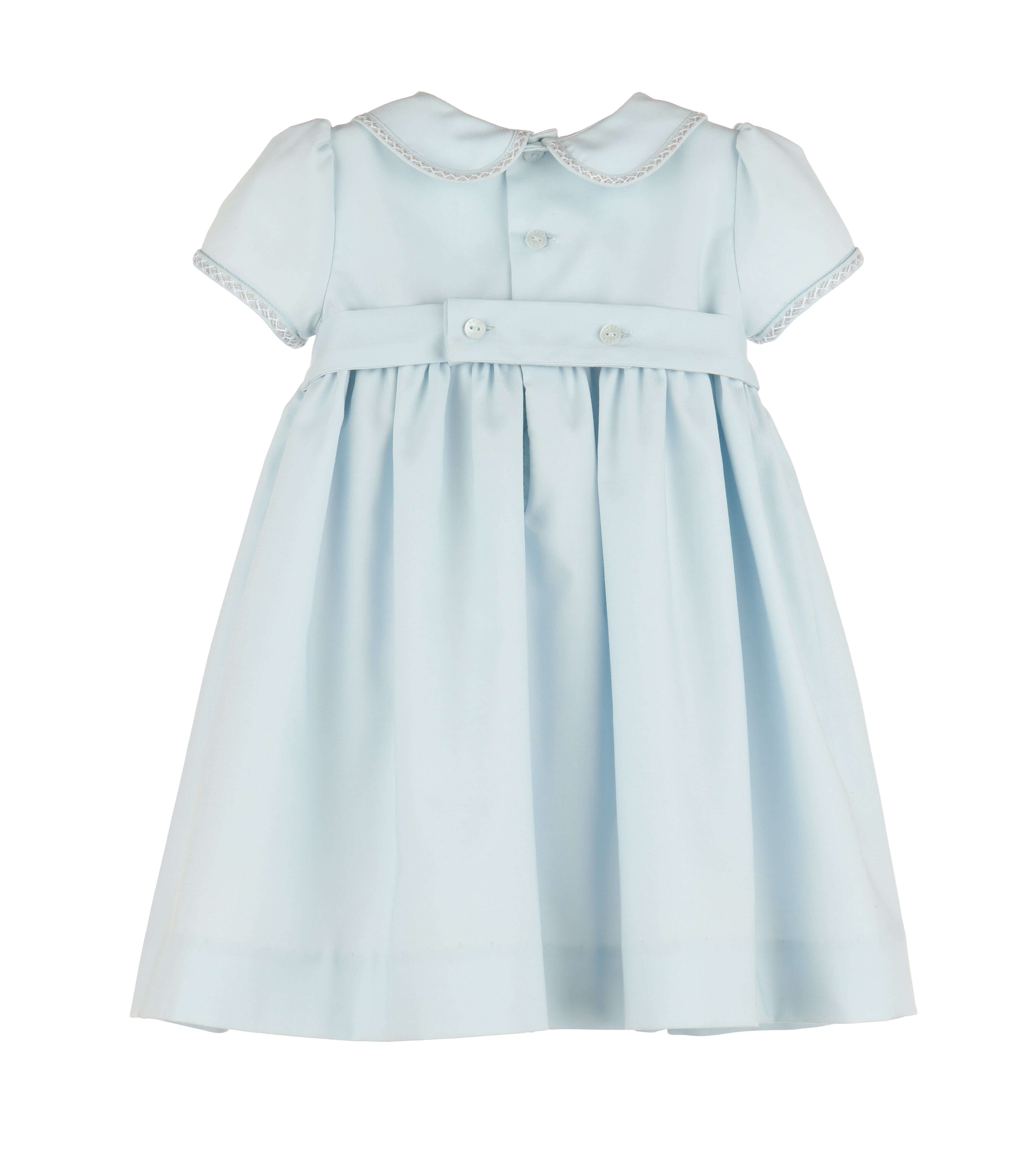 Smocked Checkered Dress Collar, Blue - Born Childrens Boutique