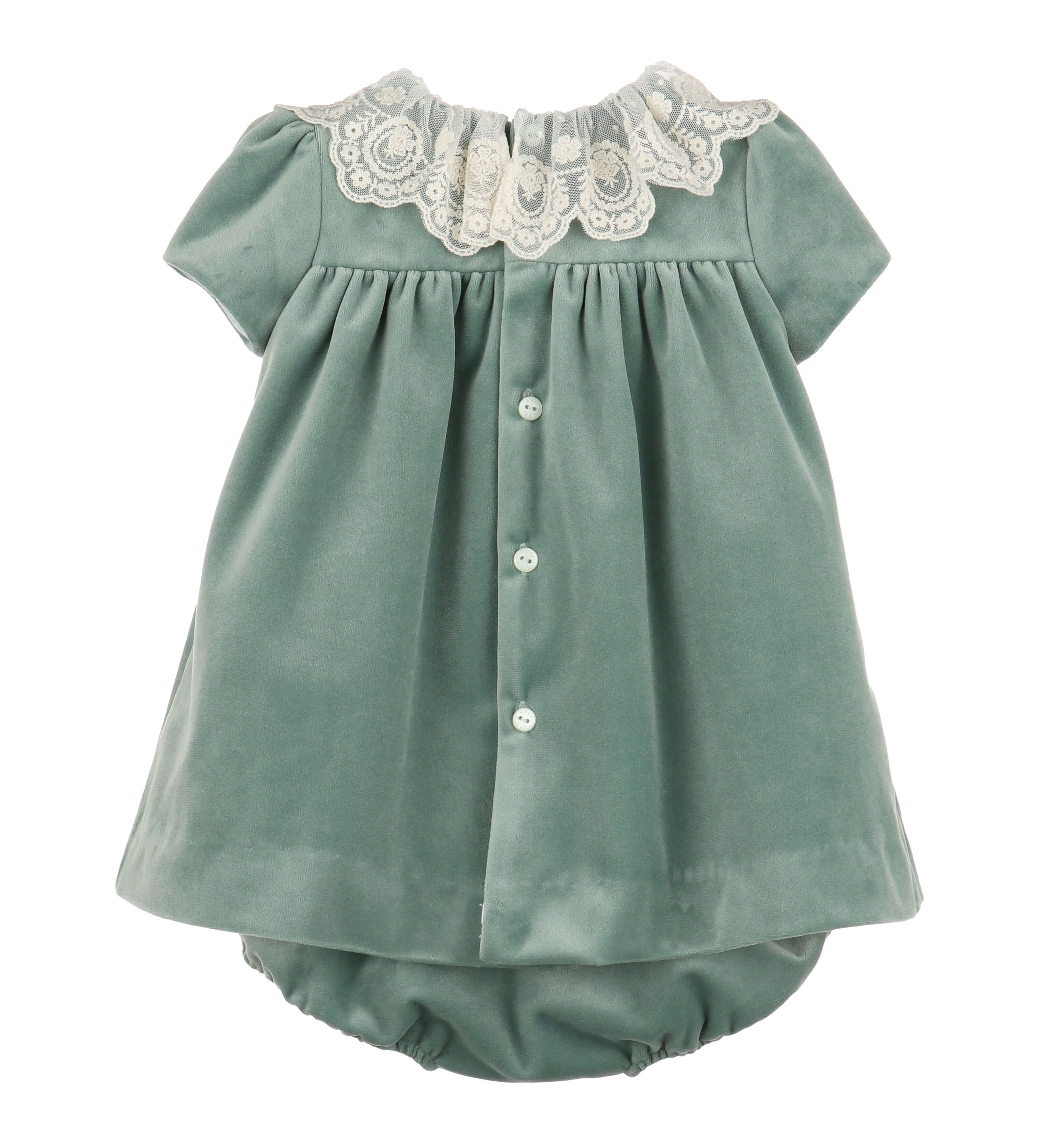 Deluxe Velvet Float Dress, Aqua - Born Childrens Boutique