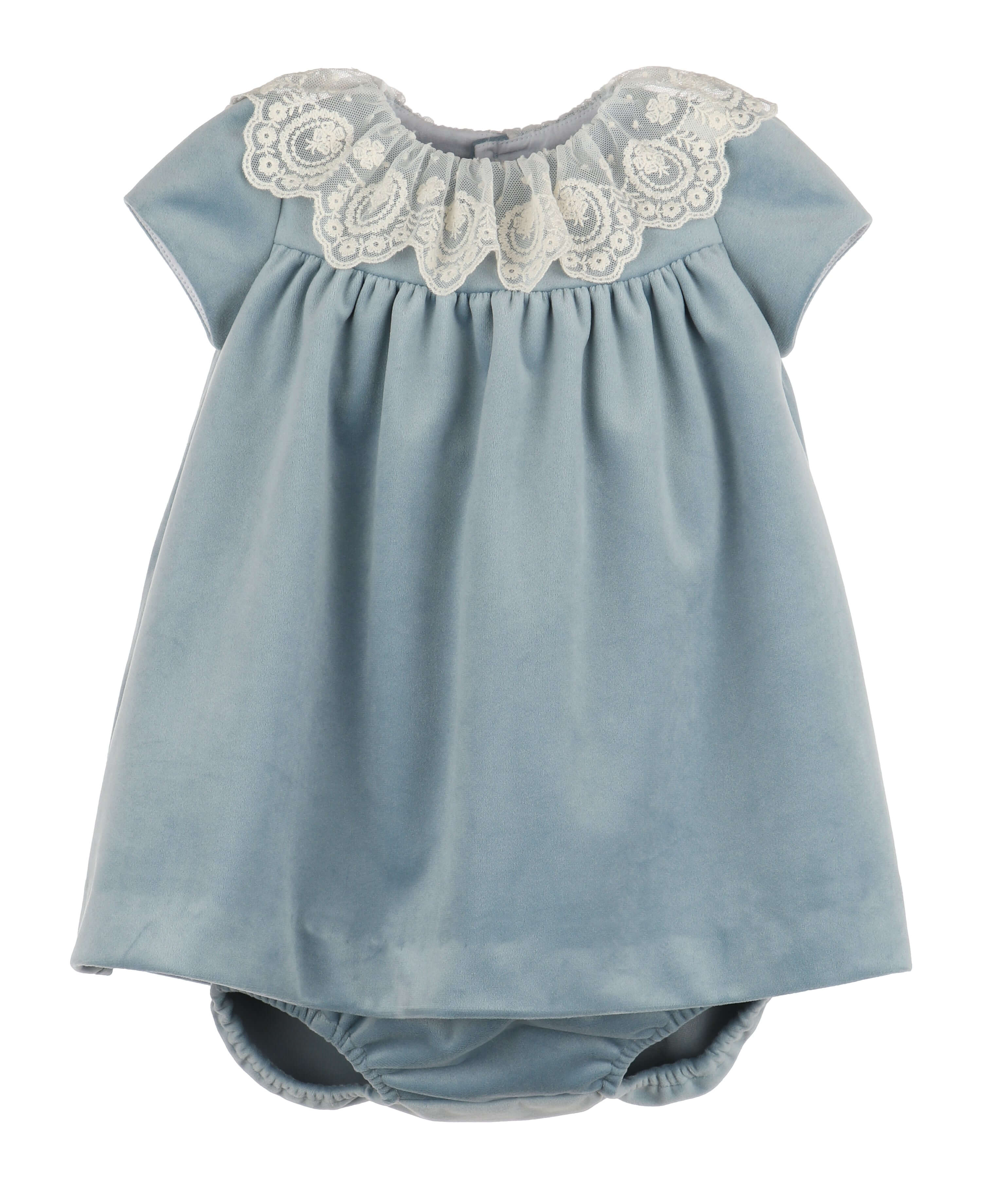 Deluxe Velvet Float Dress, Blue - Born Childrens Boutique