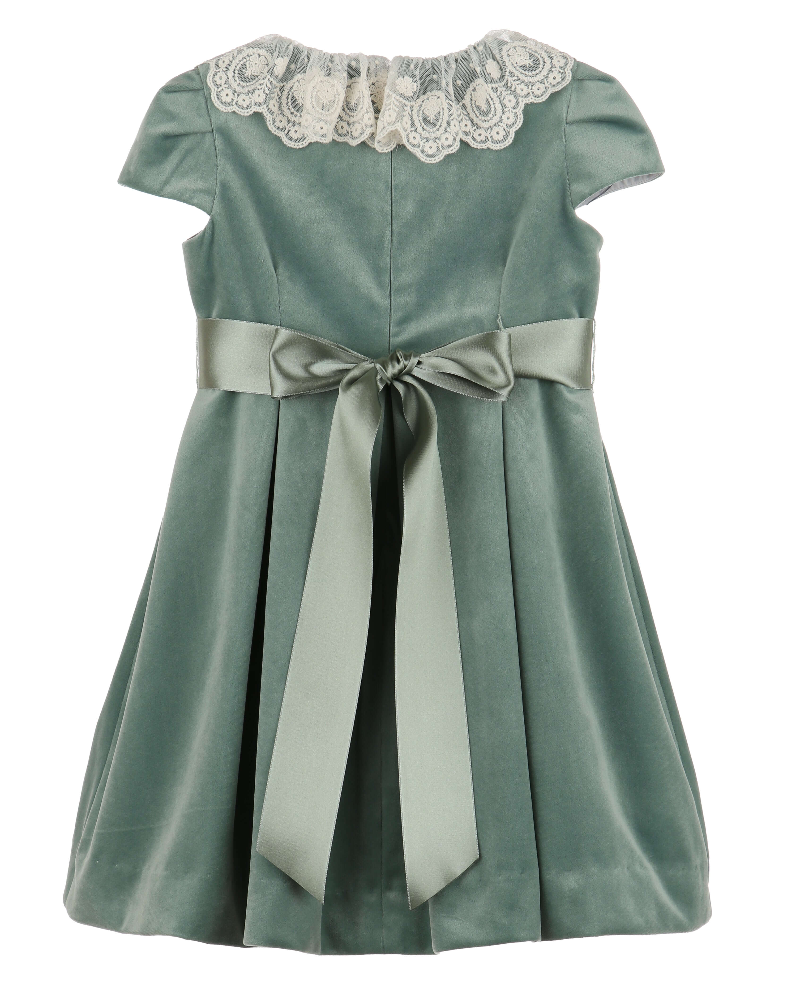 Deluxe Velvet Dress, Aqua - Born Childrens Boutique