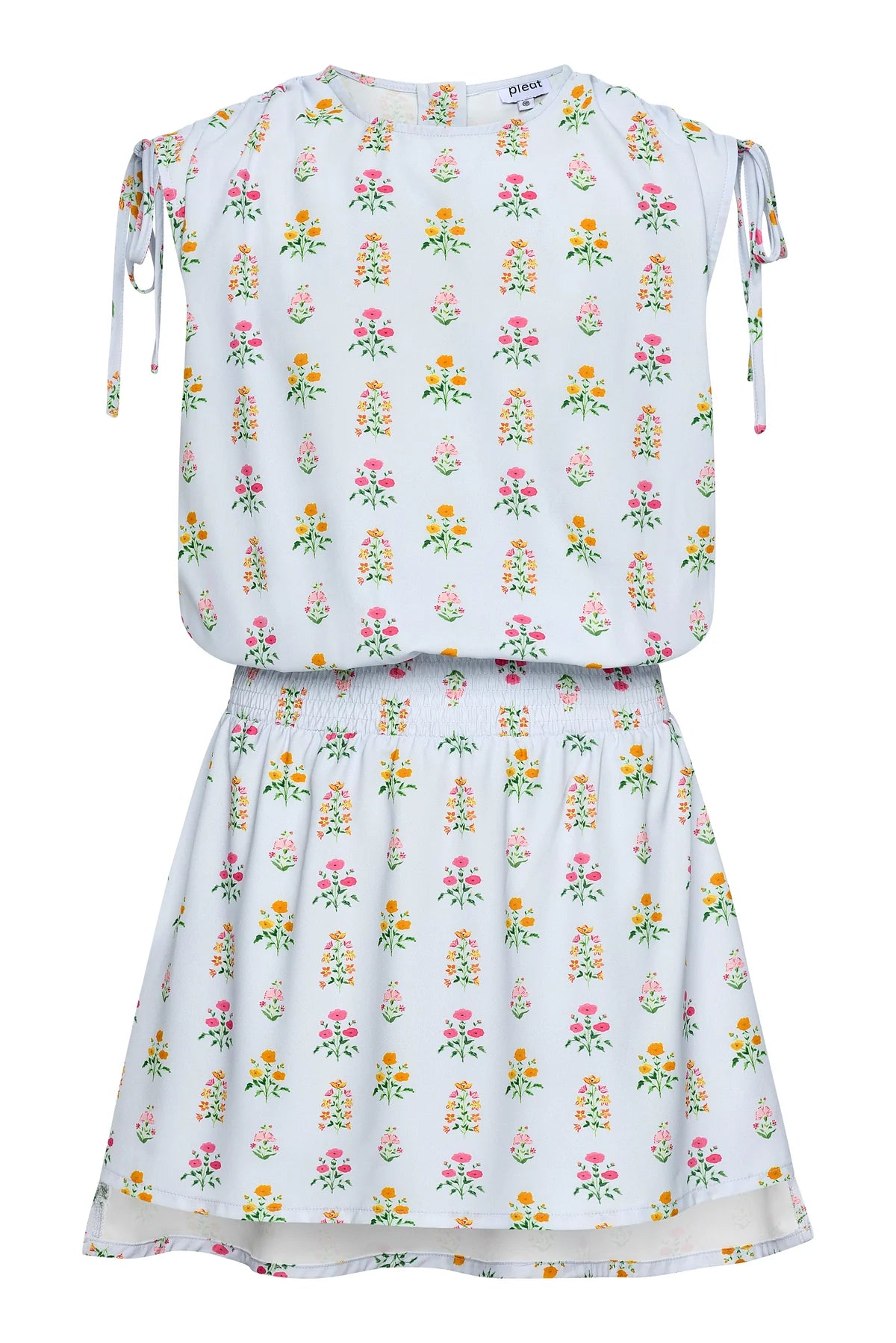 Helen Dress Blue Floral Block Print - Born Childrens Boutique