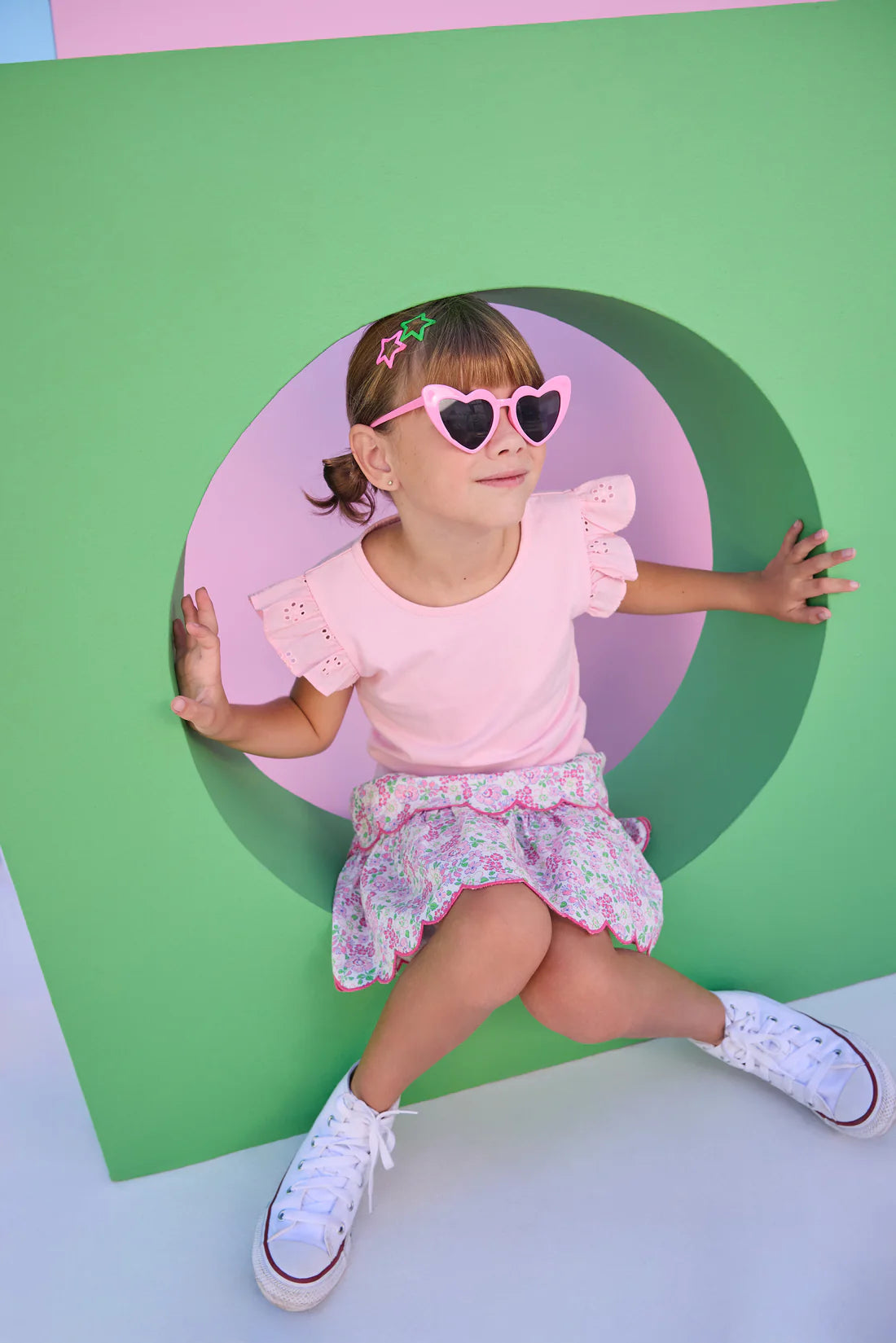 Two Tiered Skort - Pink Bloomsbury Blossoms - Born Childrens Boutique