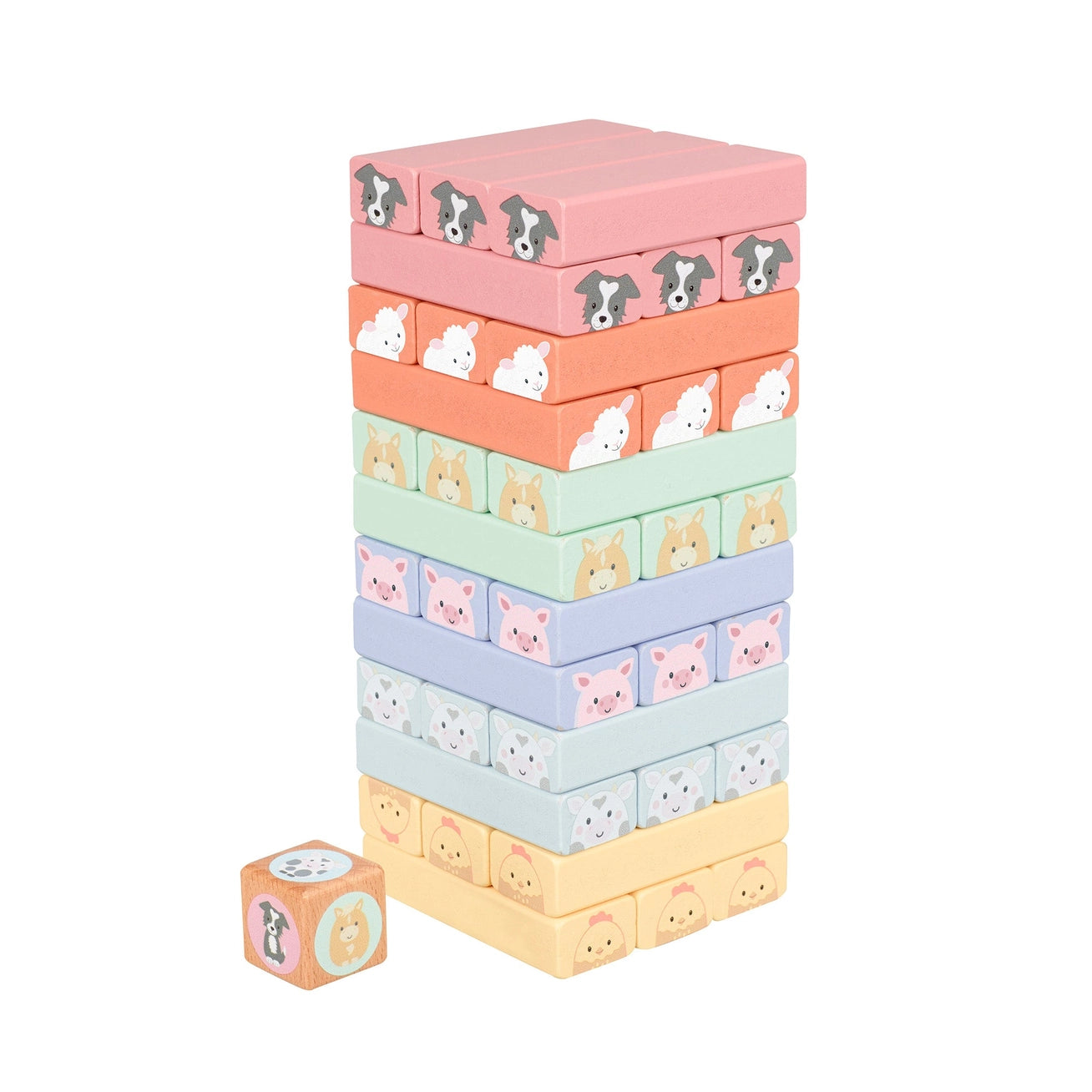 Farmyard Wooden Animal Tumbling Tower - Born Childrens Boutique