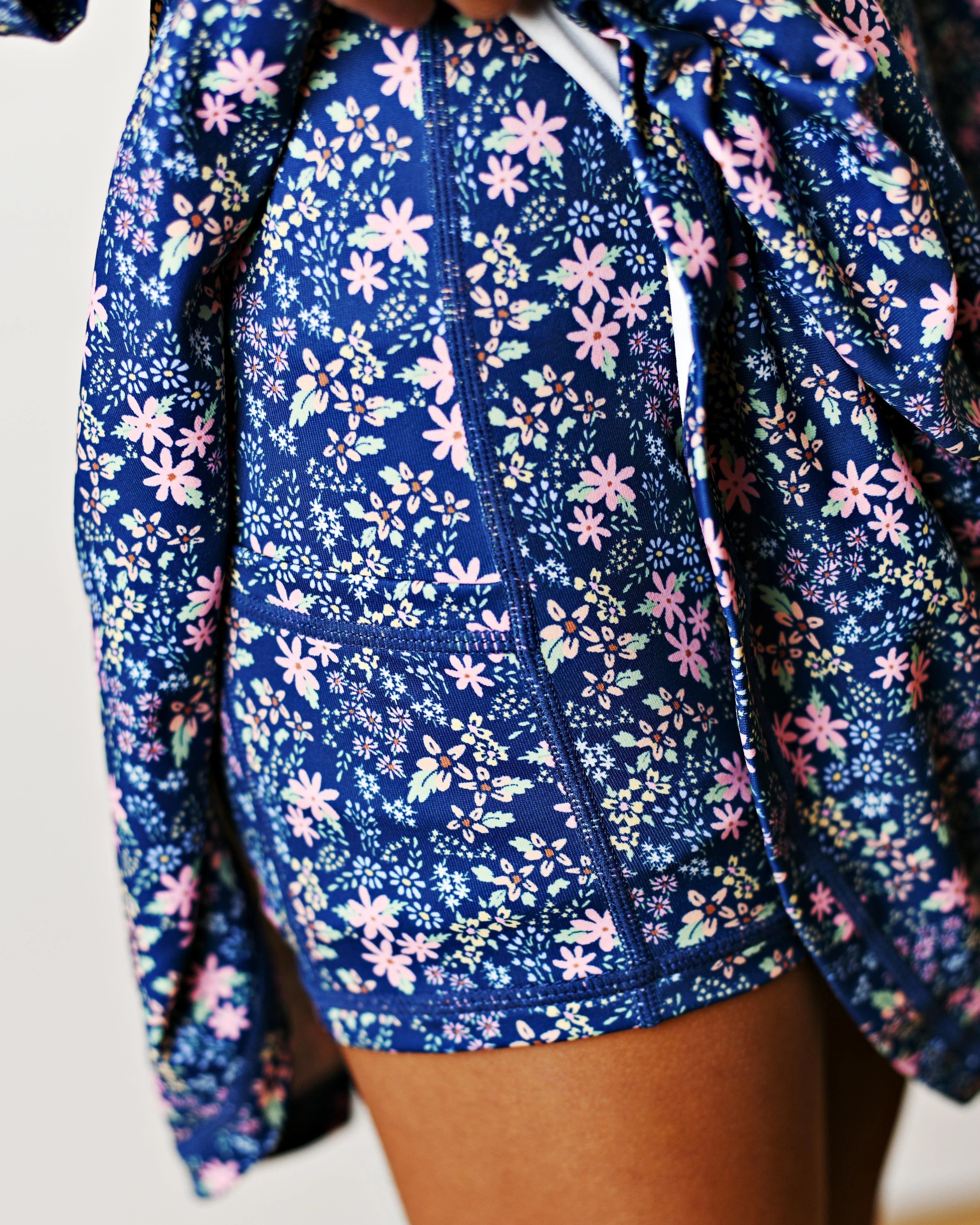 Navy Ditsy Floral LS Tennis Dress - Born Childrens Boutique