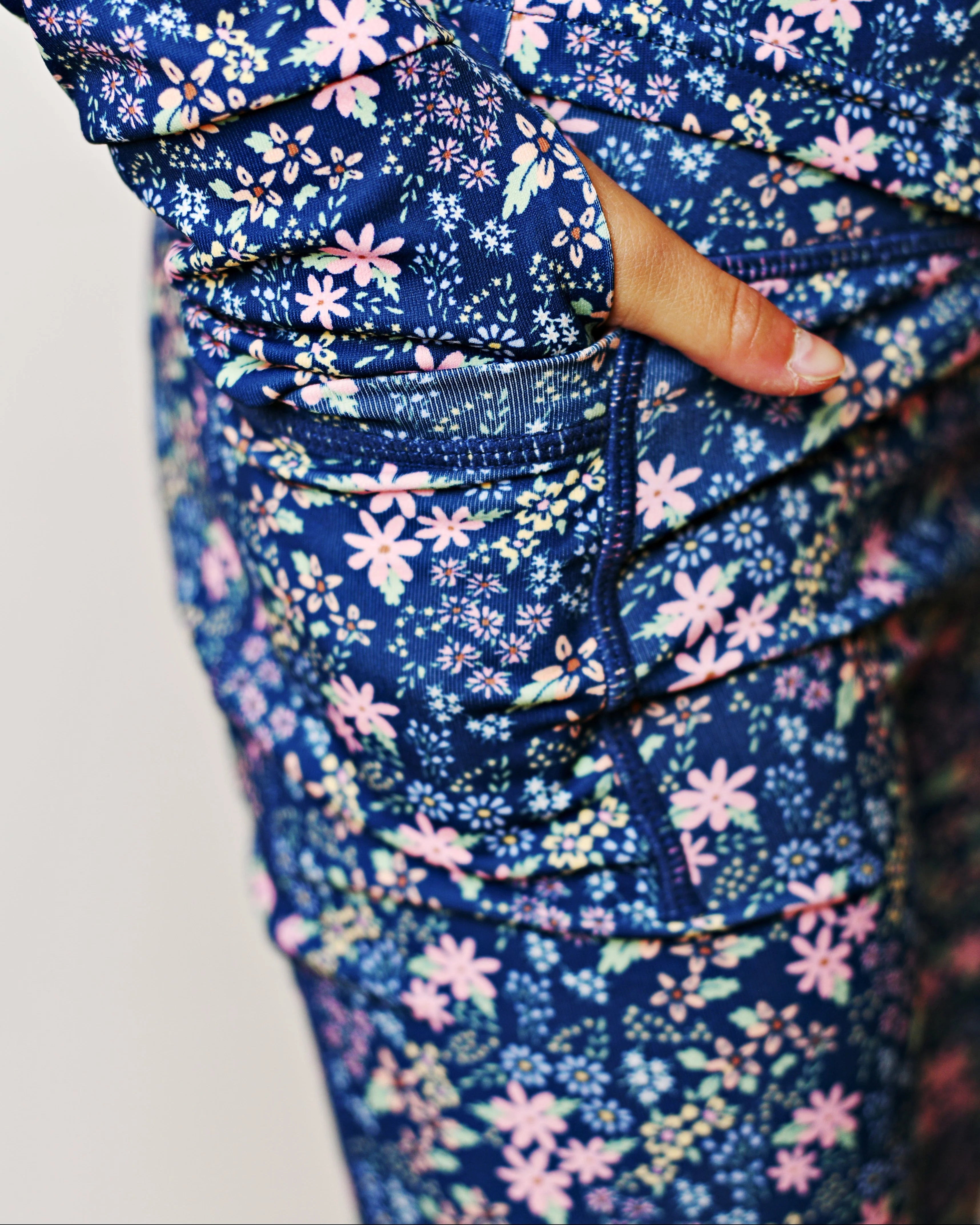 Navy Ditsy Floral Active Leggings - Born Childrens Boutique