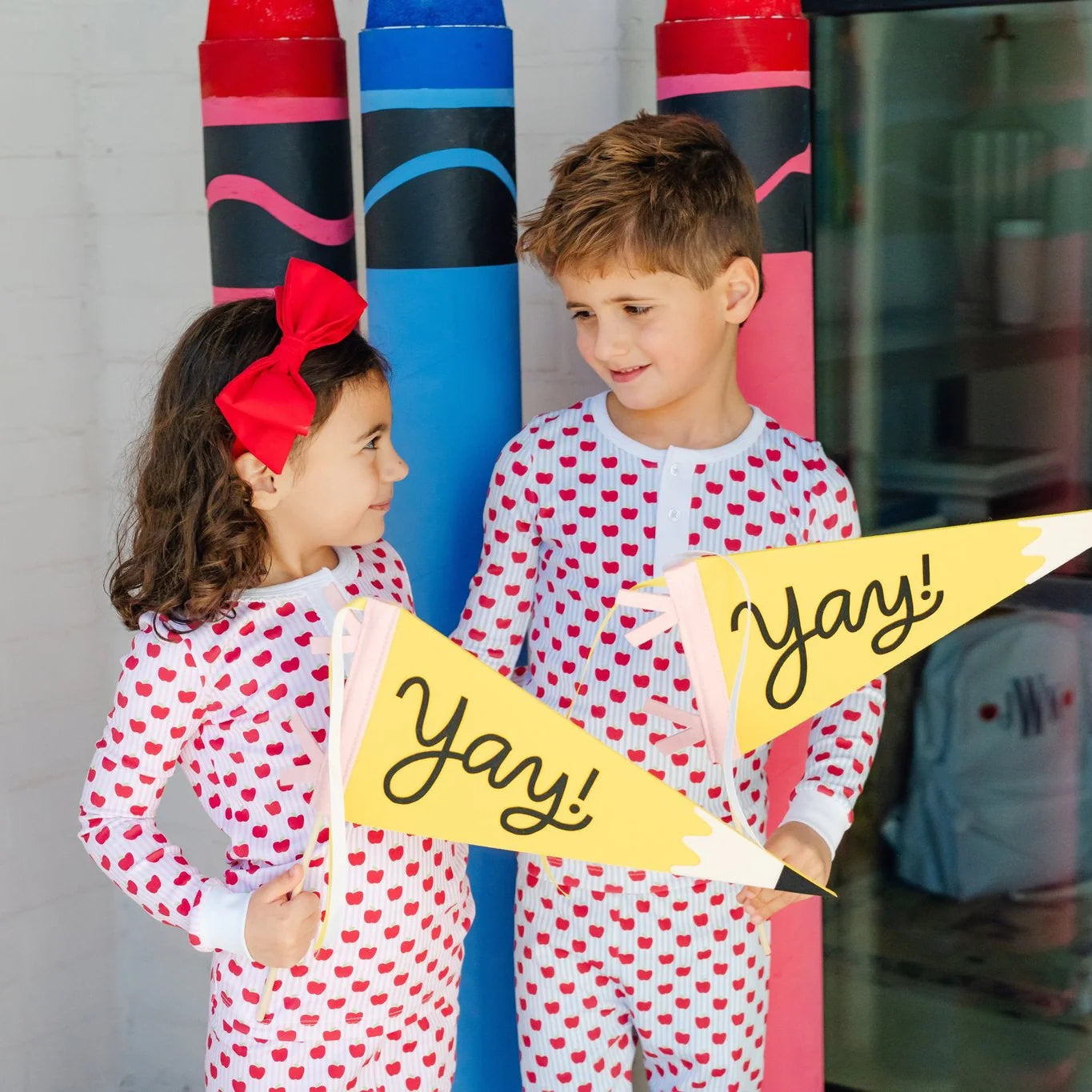 Alden Girl Pajamas Pant Set - Schoolhouse Apples Pink