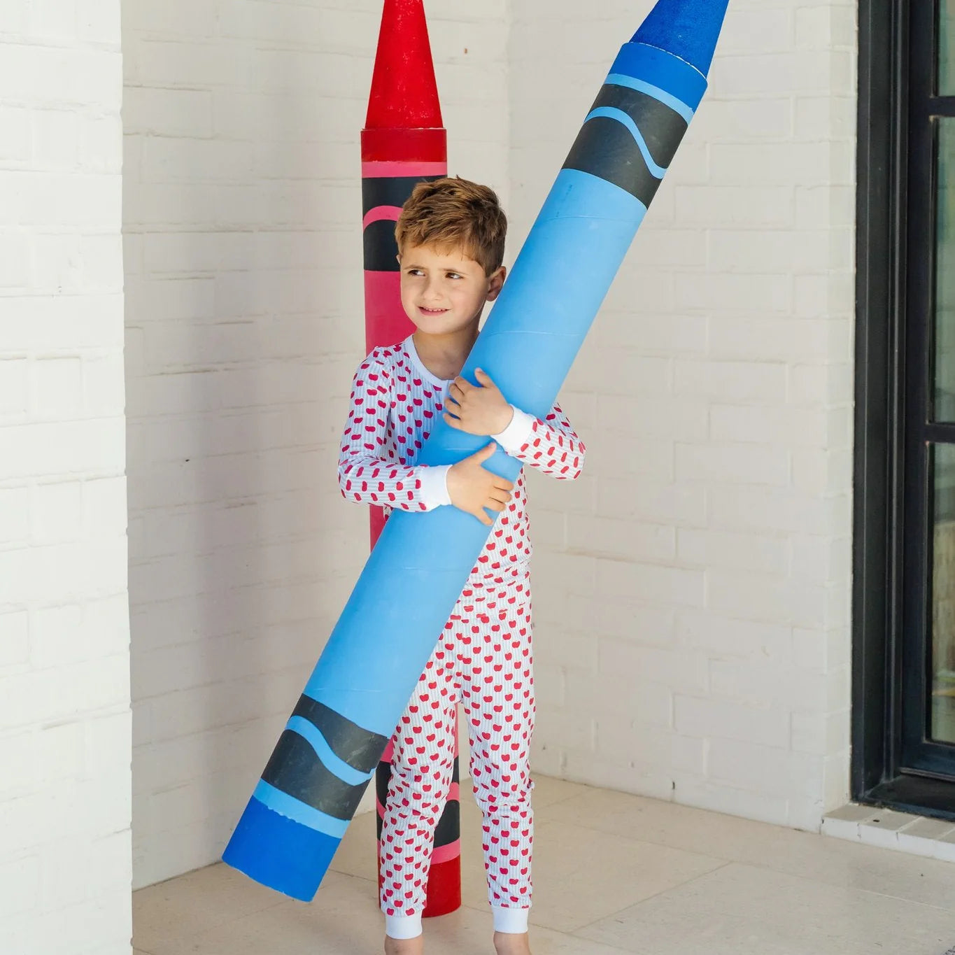 Jack Boy Pajamas Pant Set - Schoolhouse Apples Blue