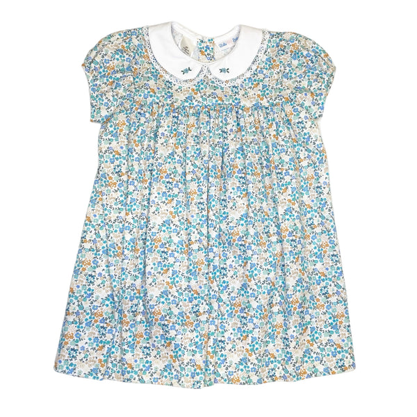 Bea Cali Floral Embroidered Peter Pan Dress - Born Childrens Boutique