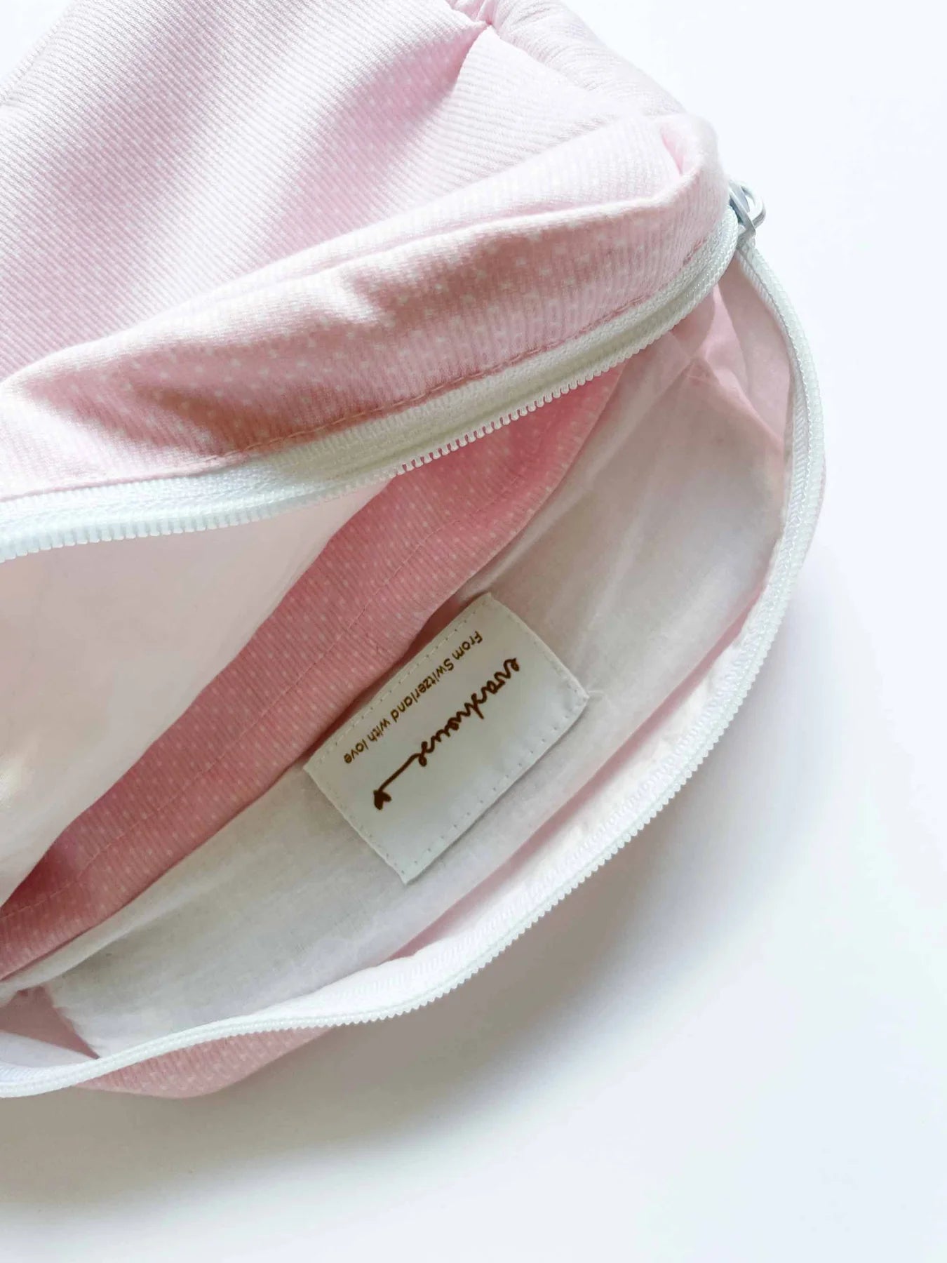 Puffy Pouch - Small Dots Pique Fabrics, Baby Pink - Born Childrens Boutique
