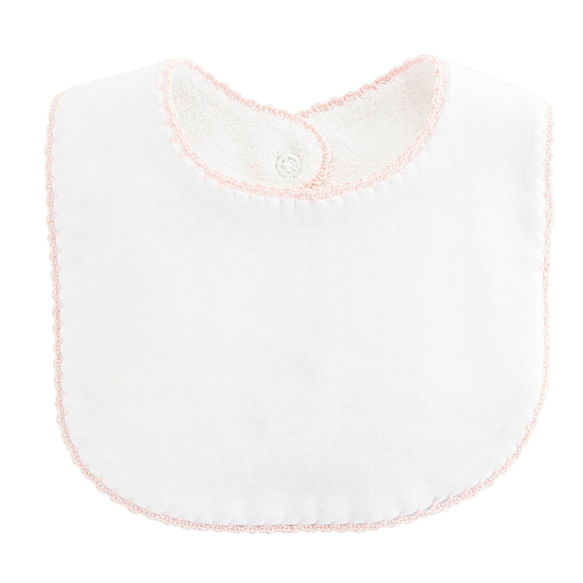 Basic Bib w/ Pink Crochet Trim - Born Childrens Boutique