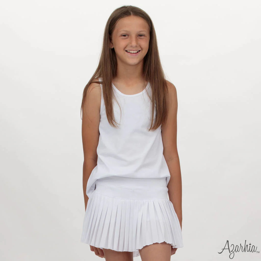 Mini Pleated Skort in Solid White - Born Childrens Boutique