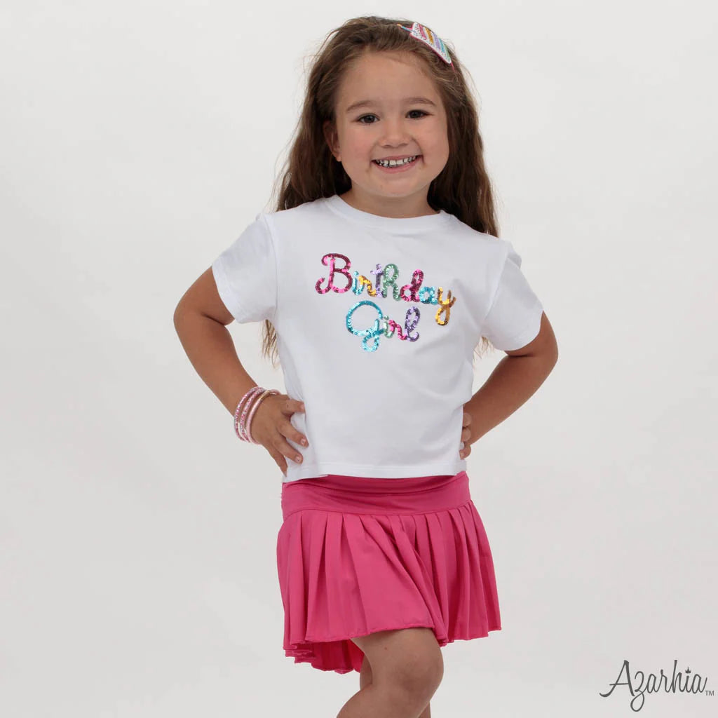 Birthday Girl in Sequin on White Boxy - Born Childrens Boutique