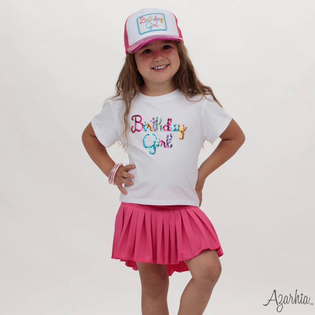 Birthday Girl in Sequin on White Boxy - Born Childrens Boutique