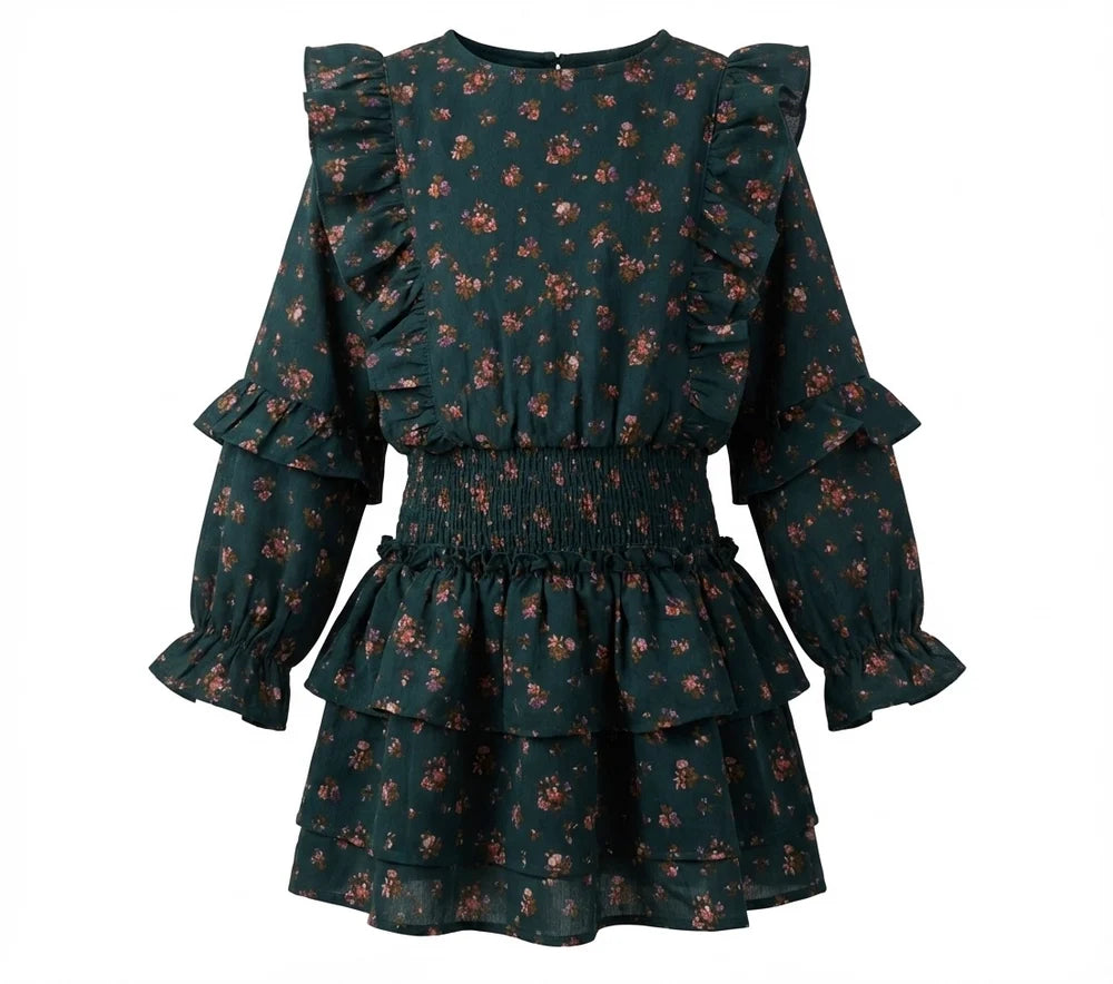 Charlie Dress Evergreen Vintage Floral - Born Children's Boutique