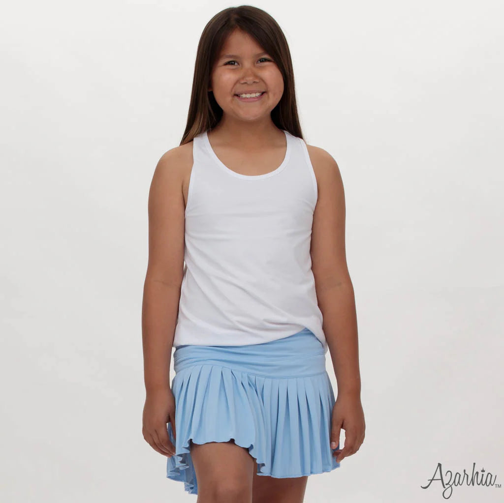 Mini Pleated Skort in Solid Light Blue - Born Childrens Boutique