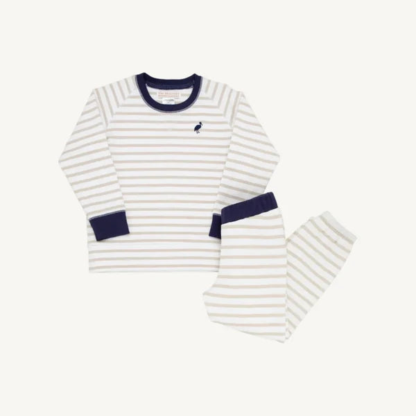 Cassidy and Gates Sweat Set - Keeneland Khaki Stripe & Nantucket Navy