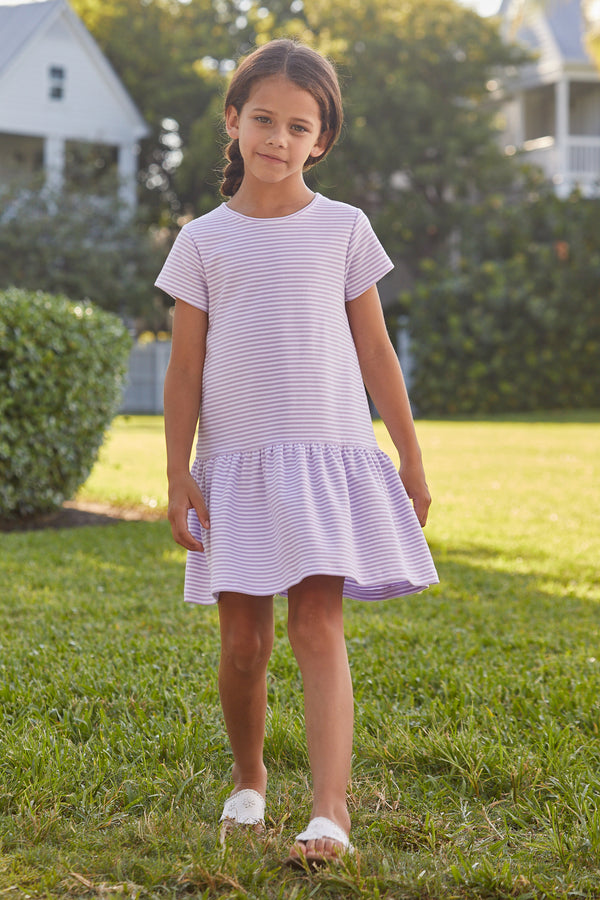 Chanel T-Shirt Dress - Lavender Stripe - Born Childrens Boutique