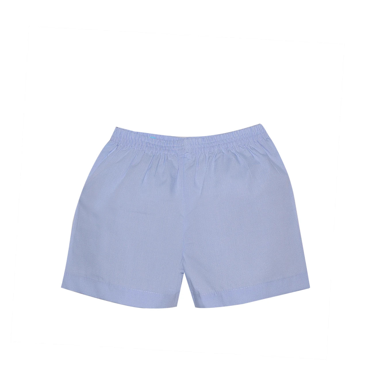 Bennett Boy Short - Blue Micro Gingham - Born Childrens Boutique