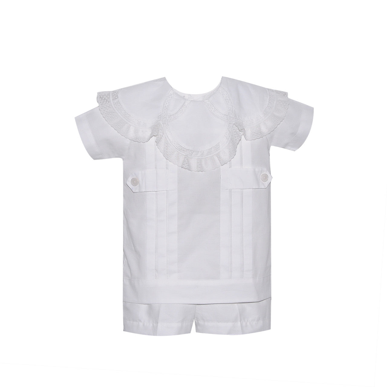 Phoenix & Ren White Charlie Short Set with Ecru Lace - Born Childrens Boutique