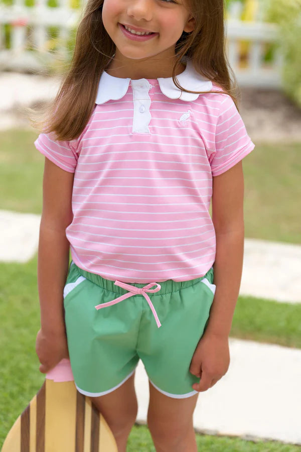 Cheryl Shorts - Gibson Island Green with Worth Avenue White - Born Childrens Boutique