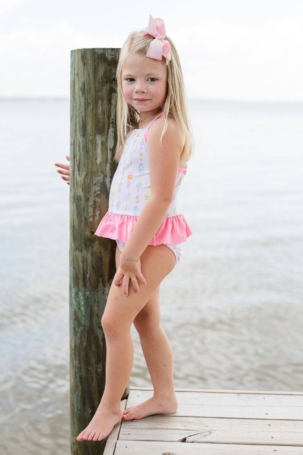 Lainey Swim Fishing One Piece Skirted Swim - Born Childrens Boutique