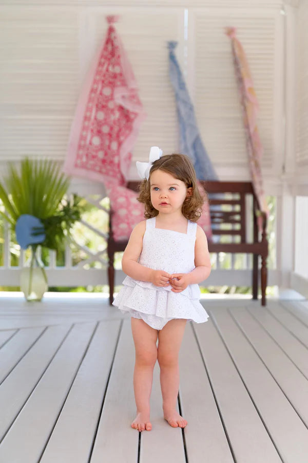 Blakely Bubble - Worth Ave White Eyelet - Born Childrens Boutique