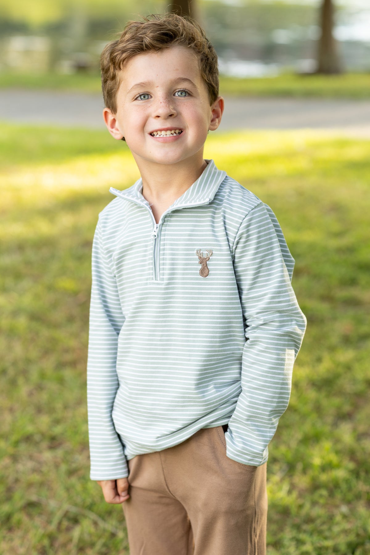 Deer 1/4 Zip Pullover - Born Childrens Boutique
