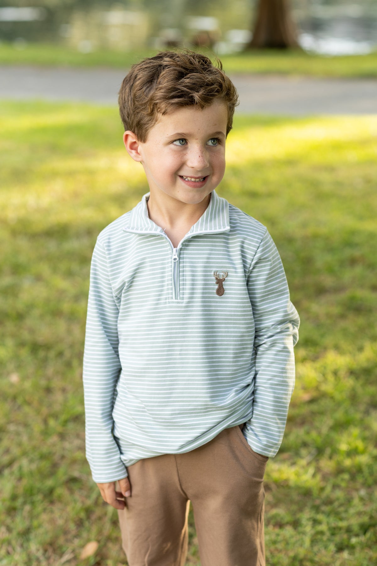 Deer 1/4 Zip Pullover - Born Childrens Boutique