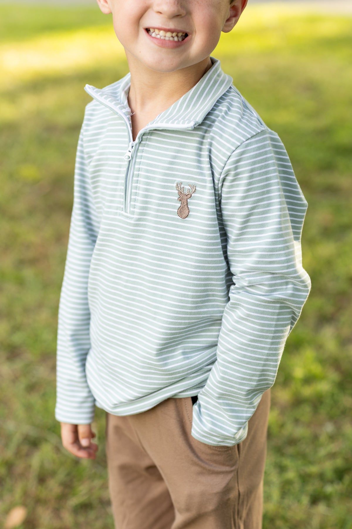 Deer 1/4 Zip Pullover - Born Childrens Boutique
