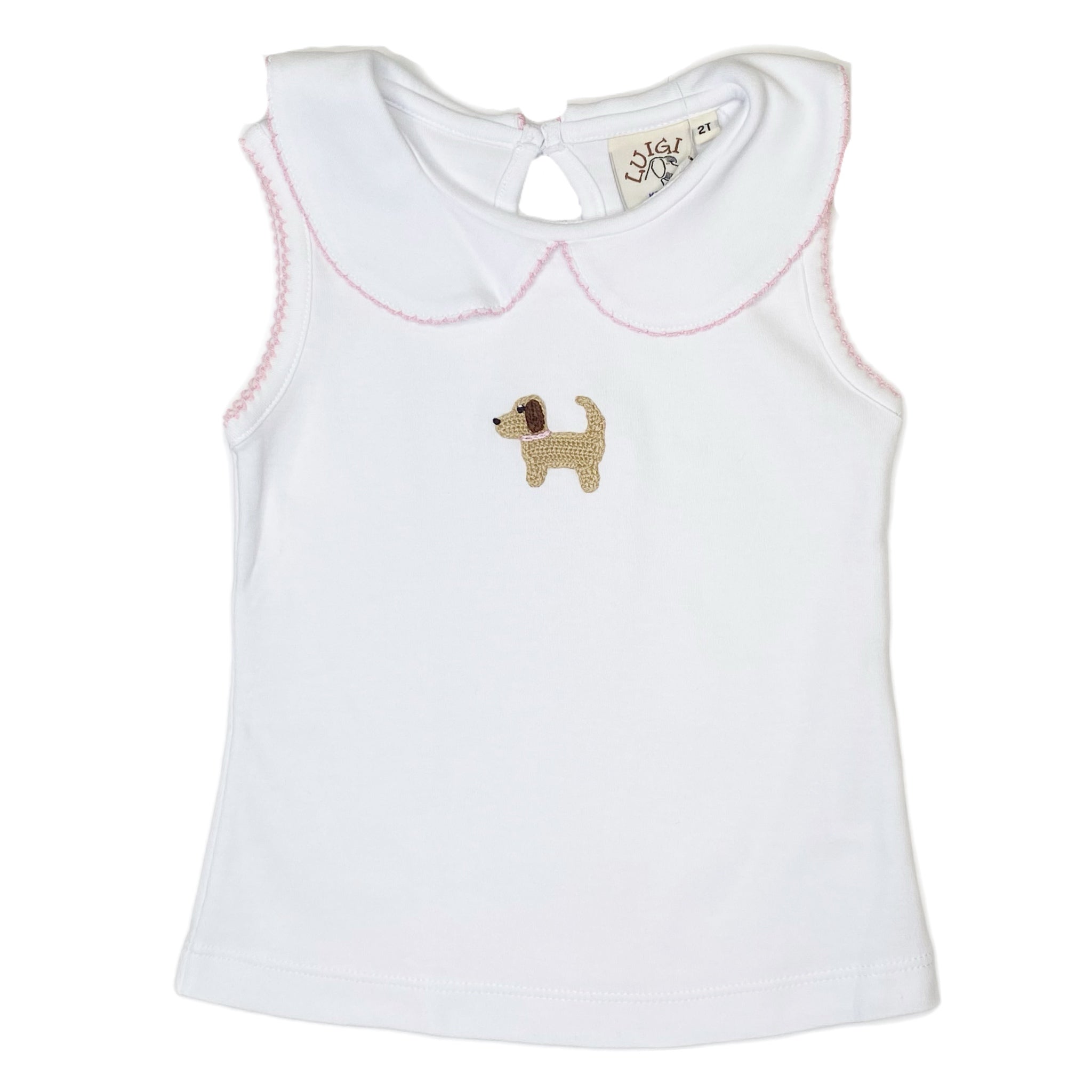 Girl Sleeveless Shirt Crochet Puppy - Born Childrens Boutique
