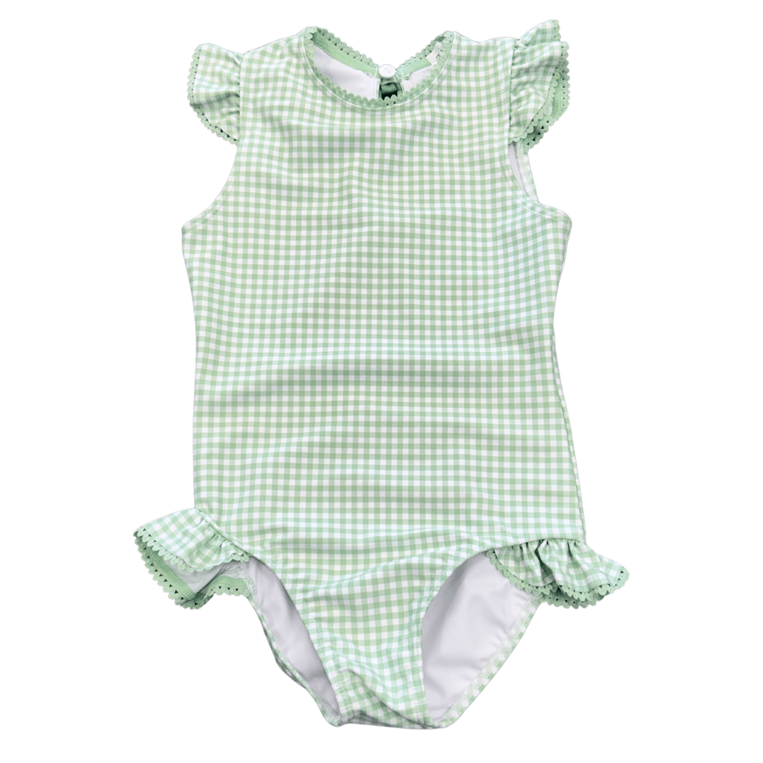 Palm Gingham Ruffle Sleeve Rashguard 1 Pc - Born Childrens Boutique