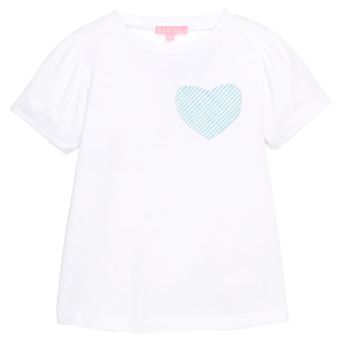 Essential Tee - Aqua Seersucker Heart - Born Childrens Boutique