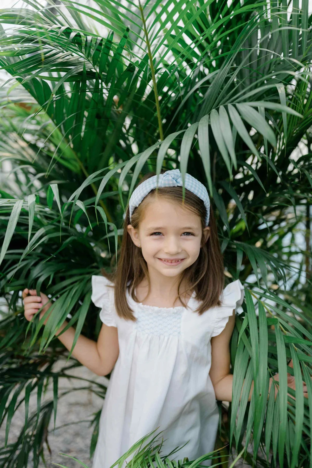 Seersucker Gingham Knotted Headband, Pink - Born Childrens Boutique