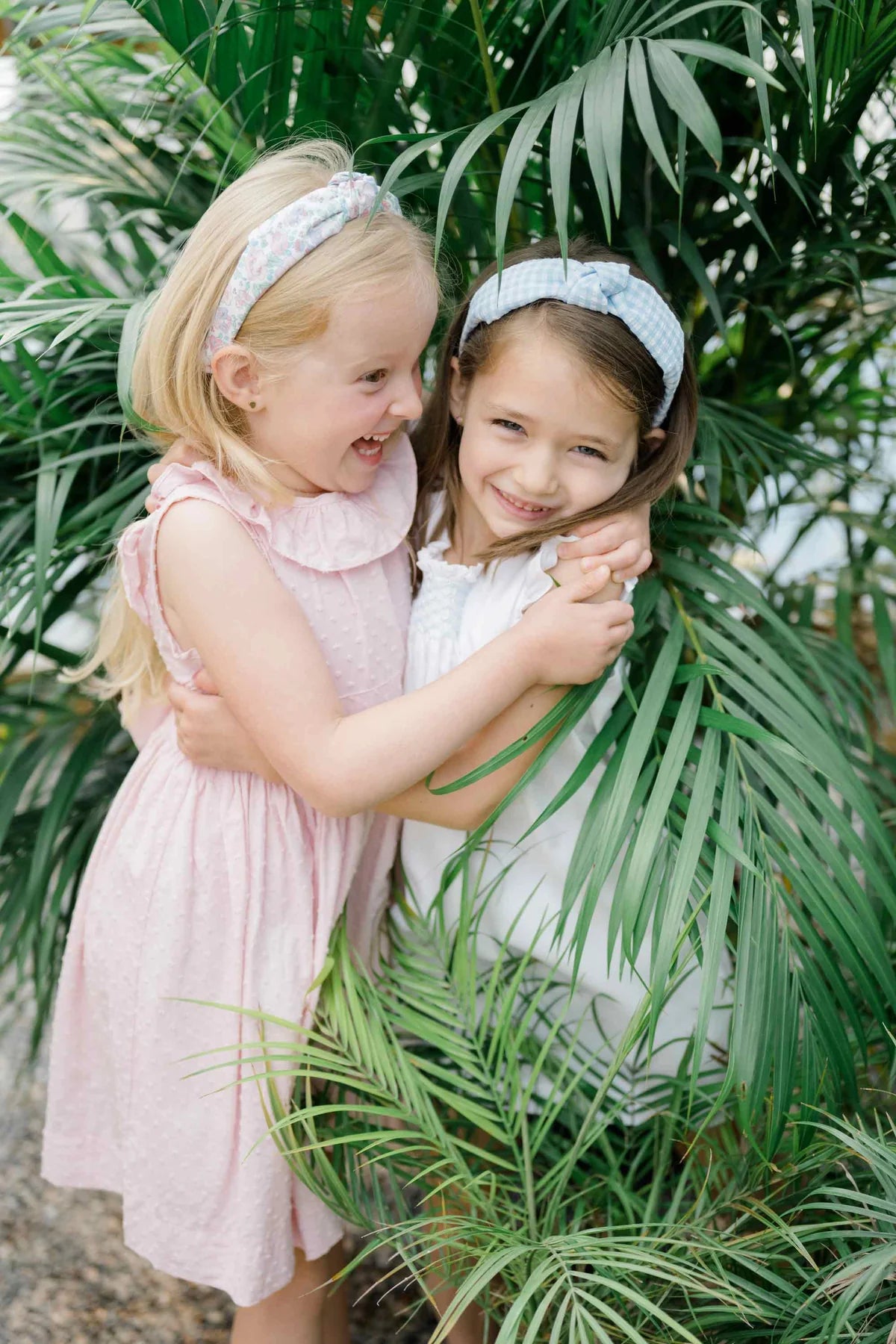 Seersucker Gingham Knotted Headband, Pink - Born Childrens Boutique