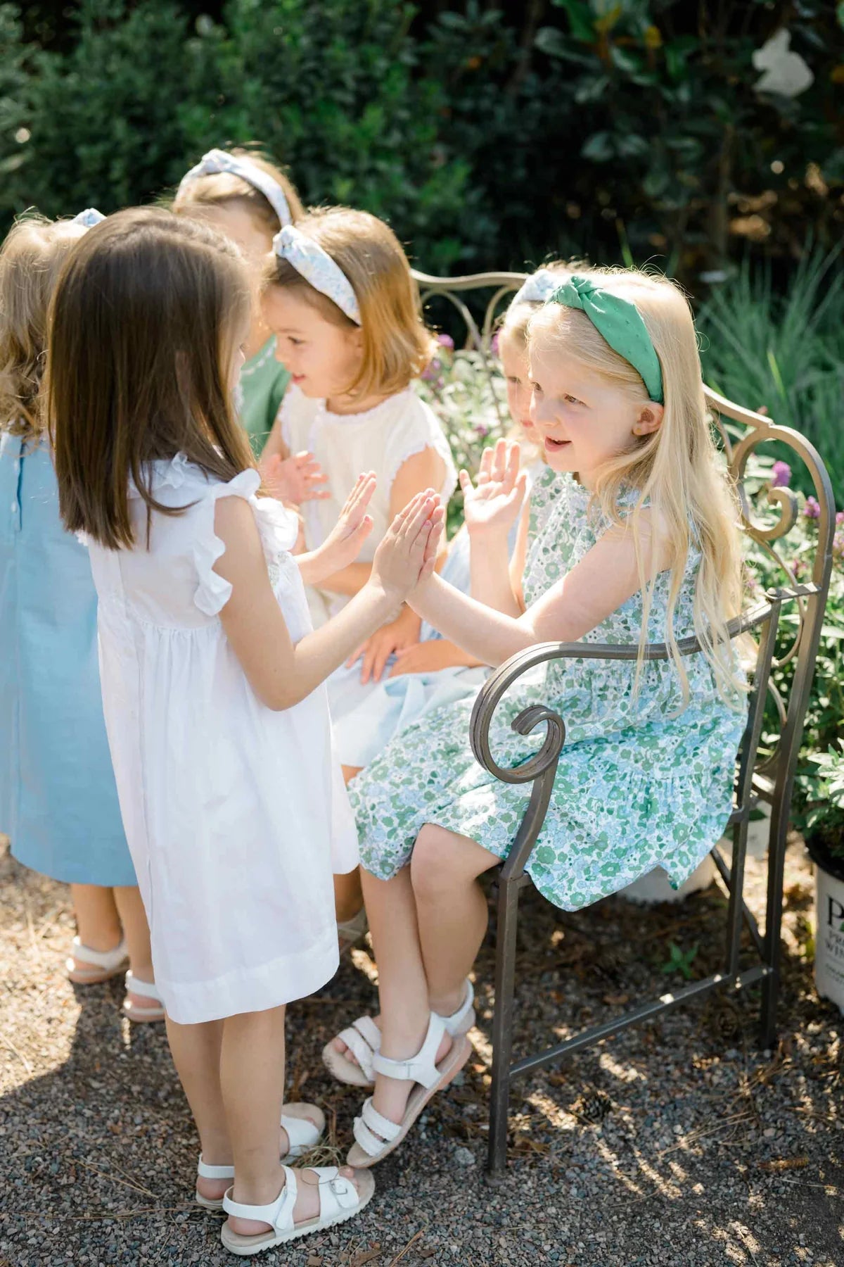 Seersucker Gingham Knotted Headband, Green - Born Childrens Boutique