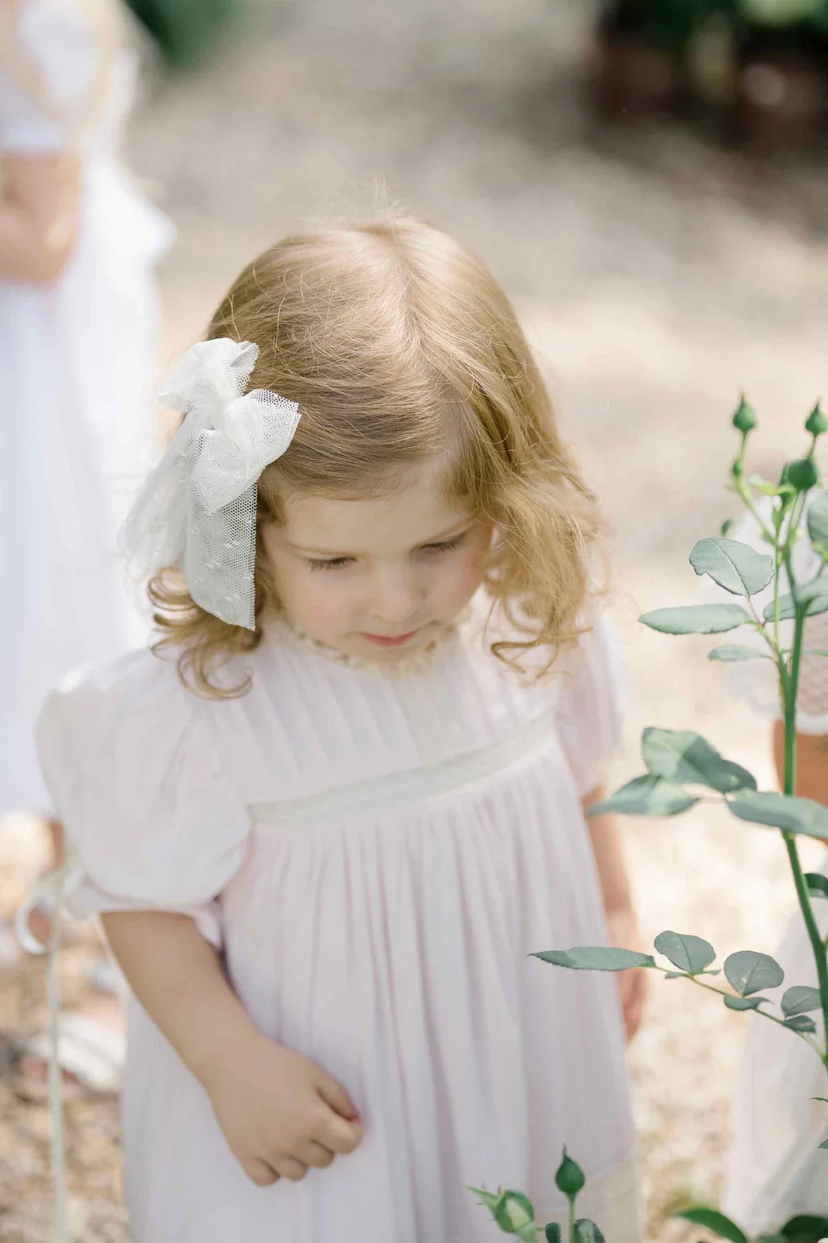 Ceremony Tuile Swiss Dot Sailor Bow, Ivory - Born Childrens Boutique