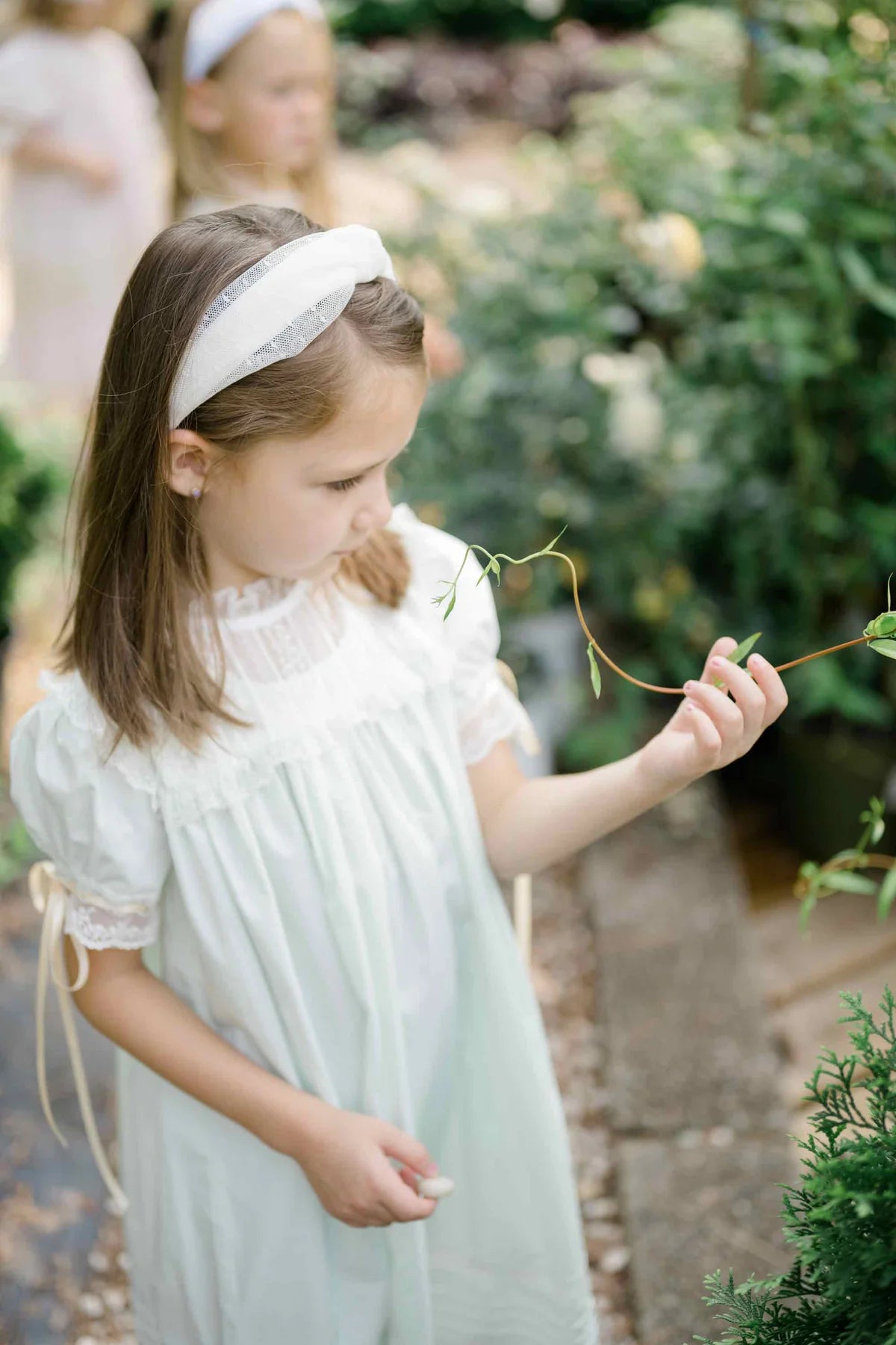 Ceremony Tuile Swiss Dot Knotted Headband, White - Born Childrens Boutique