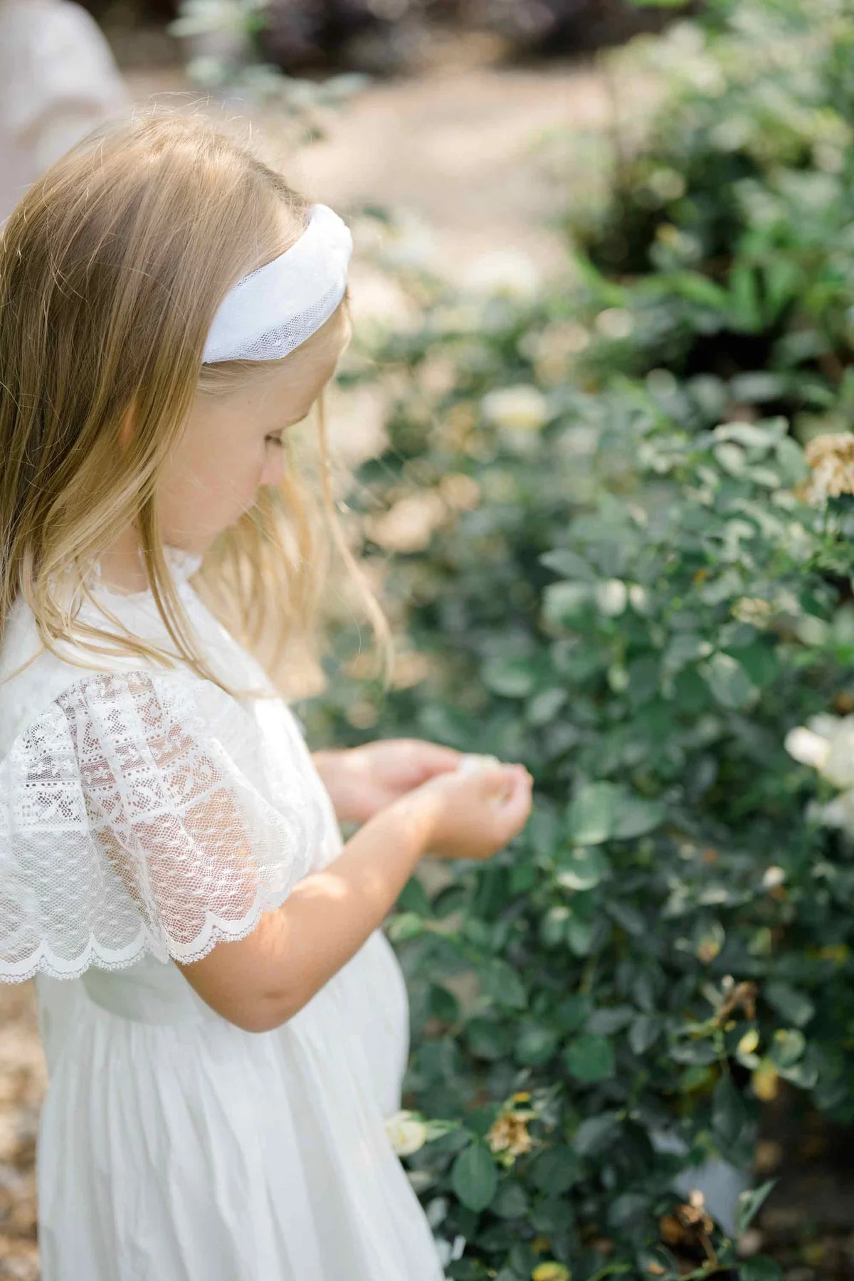 Ceremony Tuile Swiss Dot Knotted Headband, White - Born Childrens Boutique